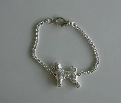 Large Sterling Silver Portuguese Water Dog Standing Study Bracelet - Image 1 of 4