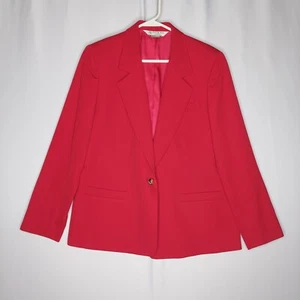 Austin Reed Wool Blazer Womens 12 Red Gold One-Button V-neck Collar Pocket Lined - Picture 1 of 9
