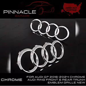 For Audi Q7 2016-2024 Chrome Audi Ring Front & Rear Trunk Emblem Grille PG - Foto 1 di 1