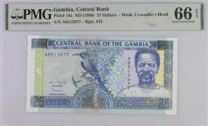 Gambia 25 Dalasis ND 1996 P 18 a Gem UNC PMG 66 EPQ - Picture 1 of 3