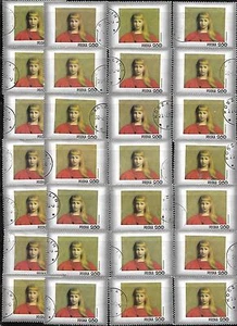 Poland collection of 28 large stamps picture frames young girl in red used - Picture 1 of 1