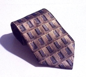 Cravatta uomo Don Loper Beverly Hills marrone oro nero cravatta geometrica - Foto 1 di 4