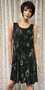 VESTIDO CORTO DE TANQUE JOSTAR Poly Spandex Tejido VIAJE Verde Deslumbrante Negro S M L - Imagen 1 de 7