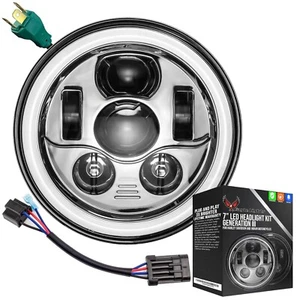 Eagle Lights 7" Gen 3 Chrome LED Headlight Halo Ring 2014-23 Harley Touring, CVO - Bild 1 von 12