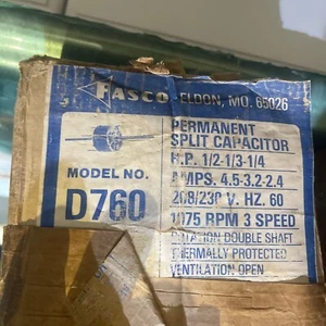 Fasco D760 Double Shaft Motor 230V Fourth to Half HP 1075RPM 3 Speed NOS - Picture 1 of 6