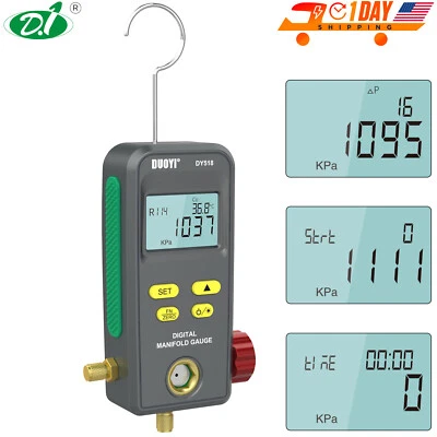 Digital HVAC Refrigerant Manifold Gauge Refrigeration Manometer Vacuum Tester US - Image 1 of 4