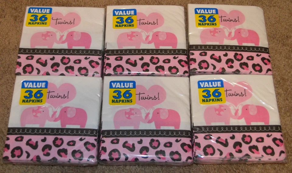 Lote Dulce Safari Niña Gemelos Baby Shower Fiesta Bebida Servilletas Vajilla 216 Foto 1 de 1