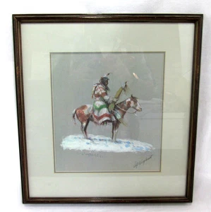 Olaf Wieghorst Signed Lithograph Print Slow Rider In Snow 15.75"wide 16.5"tall - Picture 1 of 7