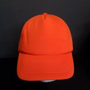 Vintage Hunters Safety Orange Snapback Hat Headwear Padded Hunting Cap - Picture 1 of 6