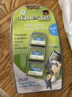Leap Frog iQuest 4.0 Cartridges Math Science Social Studies Grade 5 Educational - Image 1 of 3