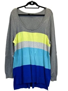 Lane Bryant Sweater Tunic Womens 18/20 Plus Yellow Blue Grey Colorblock - Picture 1 of 4