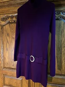 Ann Taylor M no Tags / removed eggplant aubergine purple long sweater w belt - Picture 1 of 18