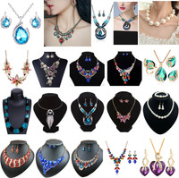 Fashion Charm Jewelry Pendant Chain Crystal Choker Chunky Statement Bib Necklace