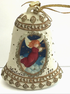 1999 Montreal Canada Ceramic Christmas Hanging Ornament Decorative Bell 4" Angel