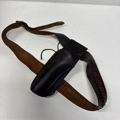 Funda de cuero marrón oscuro para mano izquierda HUNTER 22LR LH + cinturón de munición cabeza roja grande Foto 1 de 4