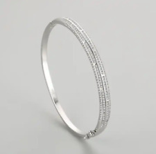 3Ct Round Lab-Created Diamond Bangle Bracelet 14K White Gold Plated
