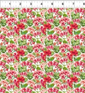 In The Beginning Watercolor Beauty 1GSH 1 Geranium Red Cotton Fabric - Picture 1 of 1