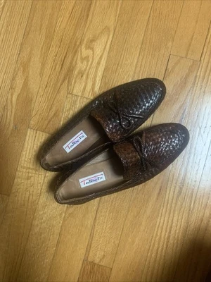 De Colección Talbots Nuevos Mocasines de Cuero Tejido Negro Hecho en Italia Talla 8M Borlas ¡Leer! Foto 1 de 4