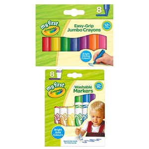 Crayola Easy Grip Jumbo Crayones y Gruesos Marcadores Lavables Paquete de 8 en Paquete Nuevo - Imagen 1 de 5