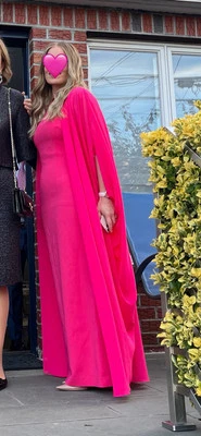 Rickie Freeman by Teri Jon Women's Pink Crepe Chiffon Overlay Cape Gown Size 4 - Image 1 of 4