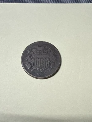 1864 Two Cent Piece Union Shield 2c US Coin Large Motto ~ Nice Condition - Image 1 of 3