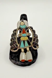 RAR Vintage Ring Gr. 6,5 - H.E. Cellicion Zuni Rainbow Man Inlay 2,5" signiert - Bild 1 von 19