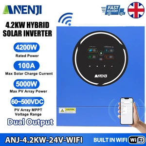 Inversor Solar 4200W 24V Híbrido En Red Fuera de Red MPPT 100A 220V/230Vac 500V WIFI - Imagen 1 de 12