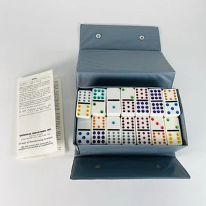 VINTAGE 1994 Dominoes by Cardinal 91 Pieces Jumbo Color Dots w/ Vinyl Case - Picture 1 of 9