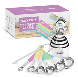 Nextop 14-Piece Stainless Steel Measuring Cups and Measuring Spoons Set with ... - Picture 1 of 9