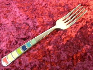 MASQUERADE 1 Salad / Dessert Fork Fiesta Multicolored Stainless VERY NICE - Picture 1 of 2