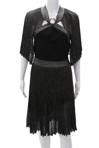 Roberto Cavalli Womens Metallic Knitted Snake Ring High Neck Dress Black IT 42 - Picture 1 of 6