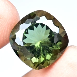 Natural Greenish Moldavite 16.85 Ct Cushion Certified Stunning Loose Gemstone - Picture 1 of 7