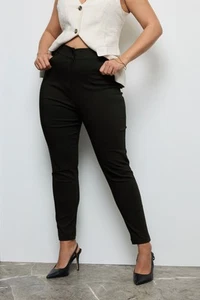 Yours Curve Womens Bengaline Slim Leg Trousers - Picture 1 of 14
