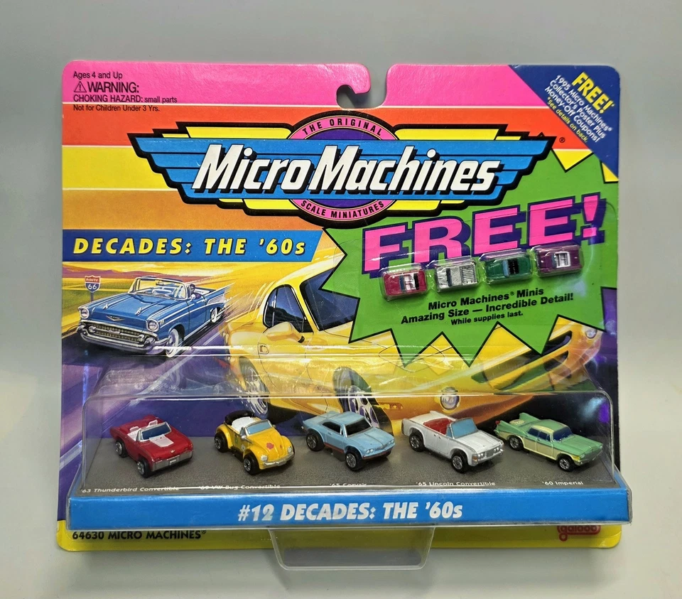 Micro Machines Minis #12 Decades The 60's Classic Cars Galoob 1994 NEW Vintage - Image 1 of 3