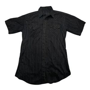 De Colección Rayas Negras y Doradas Manga Corta Perla Snap-Talla Desconocido - Imagen 1 de 3