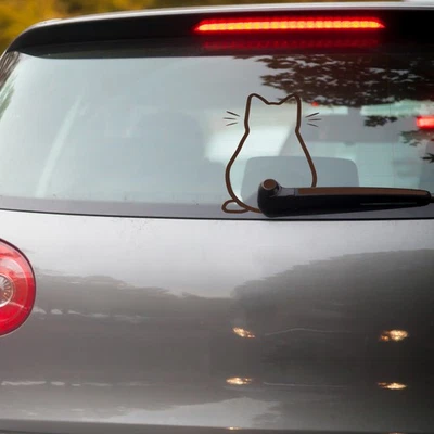 Heckscheibenaufkleber Katze Sticker Heckscheibe Scheibenwischer Braun KX096 - Bild 1 von 4