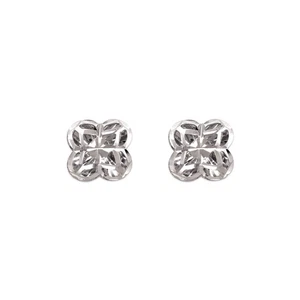 Aretes pequeños de oro blanco de 14 quilates con corte de diamante pulido alto de 9 mm - Imagen 1 de 3