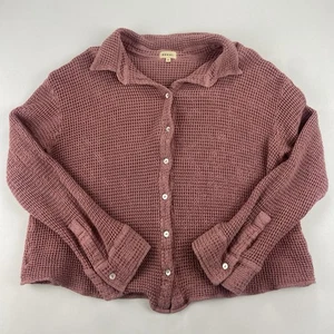 DONNI. Camicia donna waffle maglia bottoni davanti rosa malva made in USA cotone - Foto 1 di 8