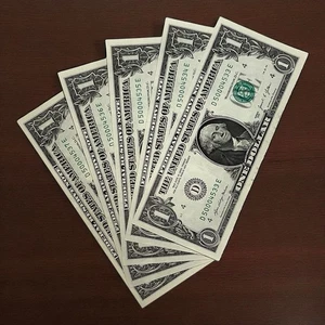 2021 One Dollar Bills Serial Numbers In Sequential Order 533 through 537 (Five) - Picture 1 of 1