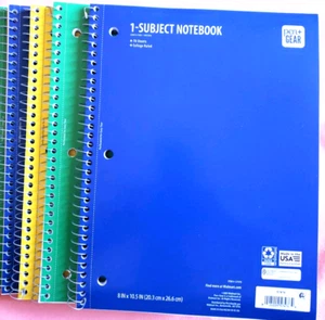 Spiral Notebook College Rulled One Subject 70 Sheets Each Standard Size - Picture 1 of 9