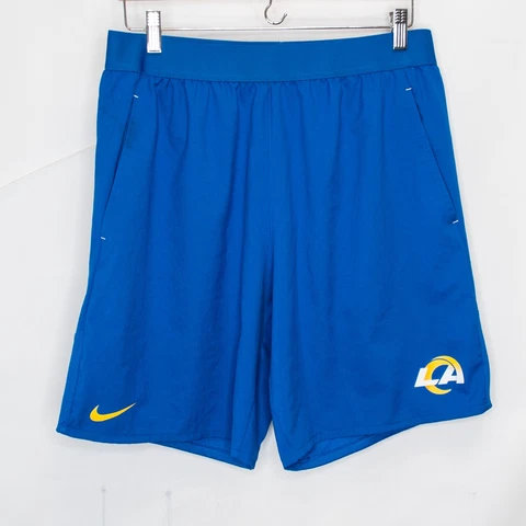 Nike LA Los Angeles Rams Shorts Mens L Large Blue NFL Dri Fit Athletic Gym 6003X Cover