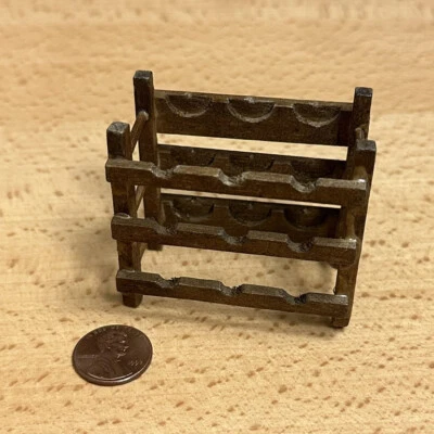 Artisan Dollhouse Miniature Wine Rack Wooden Cellar Kitchen Bar Hand Carved? Pub - Image 1 of 4