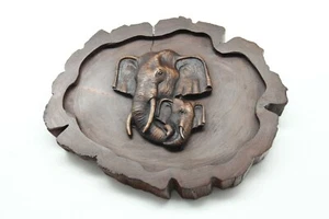  Wandrelief Elefant Paar Afrika Teakholz Unikat Holz Skulptur Nr. 4 braun  - Bild 1 von 3