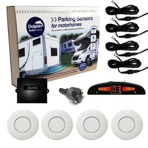 Motorhome RV Reversing Parking Sensors 4 Sensor Display Kit Reverse Park White - Picture 1 of 5
