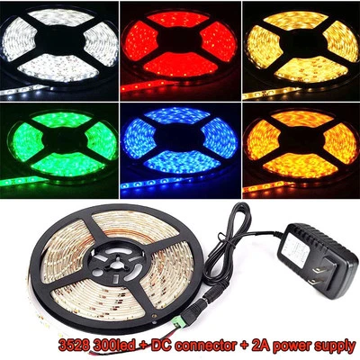 Ultra Bright 5M 16ft 300 LEDS SMD 3528 Flexibe LED Strip Lights DC Power Supply - Image 1 of 4