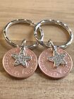 12th Wedding Anniversary Gift Keyrings 2012 Coins And Charms In Gift Bag x2