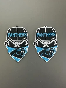 Carolina Panthers NFL Football bestickt Totenkopf Patch Bügelbild/Aufnähen NEU 2er Set - Bild 1 von 4