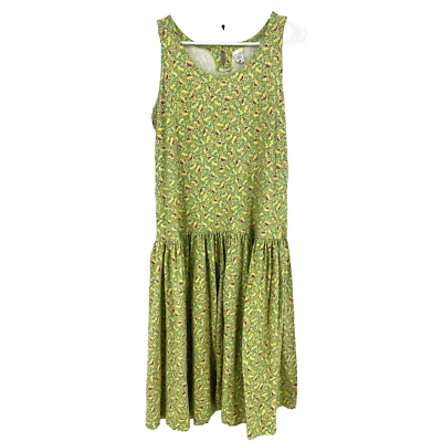 Hanna Andersson Women L Fit & Flare Midi Dress Green Ditsy Floral Sleeveless - Image 1 of 4