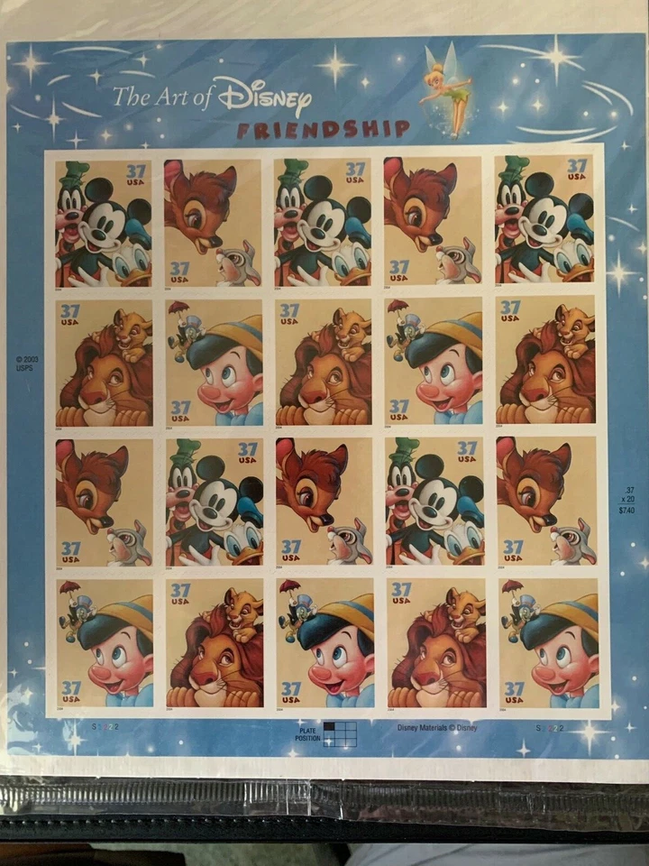 US stamps SC# 3868a Disney - Friendship sheet of 20 MNH 37c MNH 2004 - Image 1 of 1