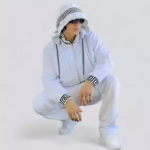 Conjuntos de chándal informales con capucha de terciopelo negro blanco Manzini para hombre nuevos con etiquetas - Imagen 1 de 10